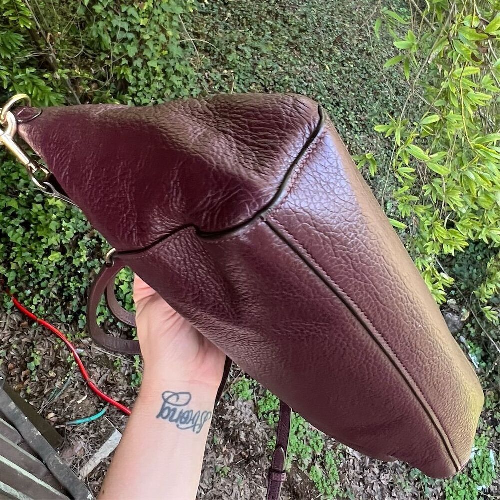 COACH Mini Kelsey Satchel Bag Purple Oxblood Leather w Gold Hardware AUTHENTIC - Picture 5 of 11